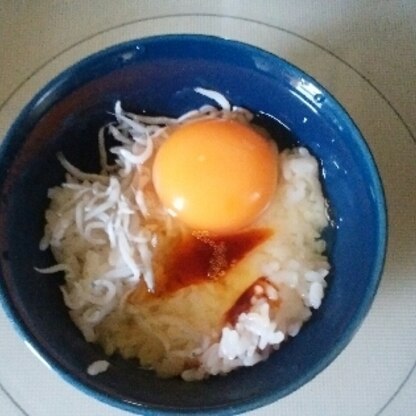 昼食です、シラス買ってきたので作りました。結構美味しかったです。